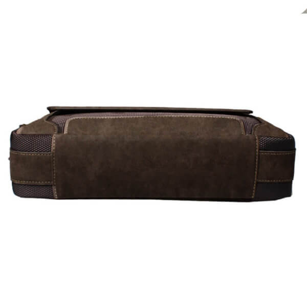 Foto de morral vertical casual de cuero pu y oxford mostrando vista de base inferior