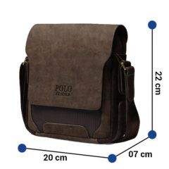 Foto de morral vertical casual de cuero pu y oxford mostrando medidas de tamaño A6