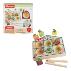 8 piezas de madera FSC que arman el juego de clasificación de invernadero Fisher-Price.