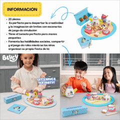 Lista de piezas y beneficios de este juego de té de Bluey.