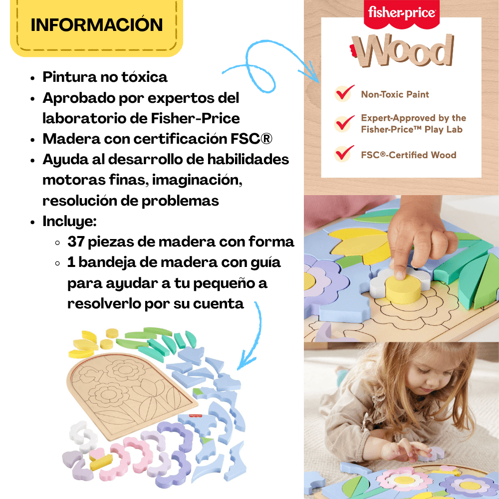 Rompecabezas de madera con certificación FSC y pintura no tóxica